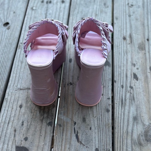 Dolls Kill Pink Satin Platform Shoes - Picture 4 of 5